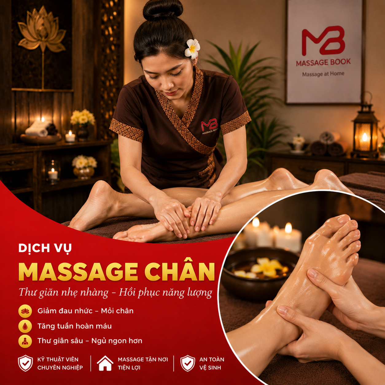 Dịch vụ massage chân hồi phục sức khỏe foot massage tại nhà